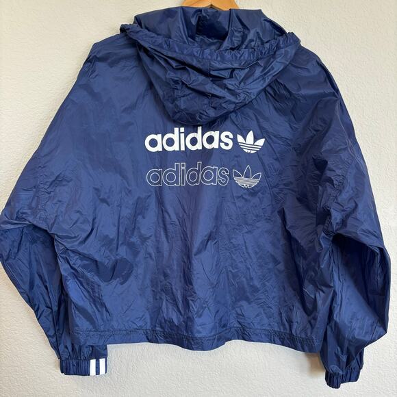 Adidas Originals Blue Windbreaker Shell Jacket Women’s M - Picture 2 of 9